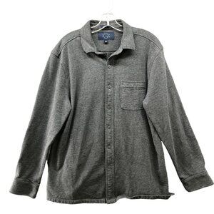 Even Tide Shirt Jacket Mens L Short Gray Fleece Sweater Jacket Shacket Cotton
